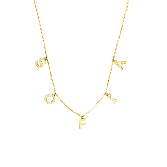 14k Block Initials Necklace