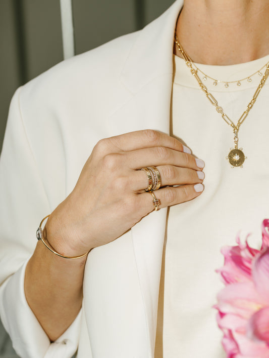 MG Diamond Hammered Ring – Henri Noël