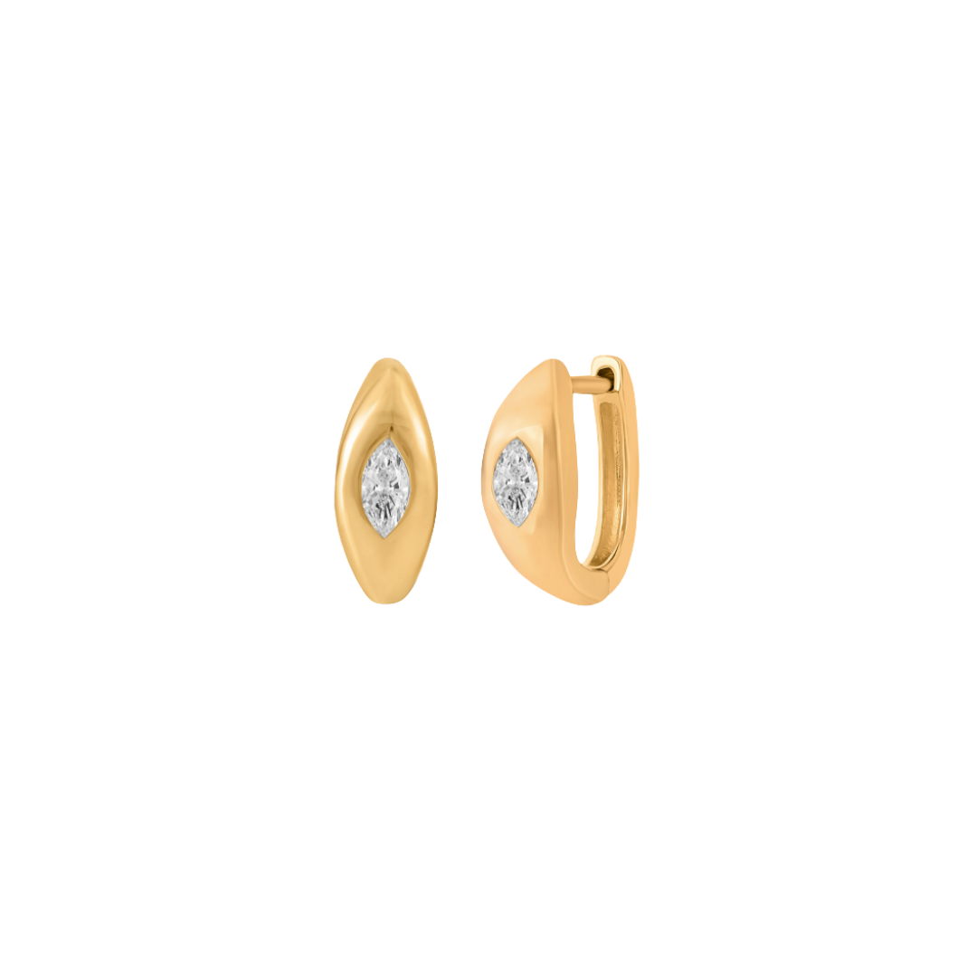 Marquise Diamond Square Huggies – Henri Noël