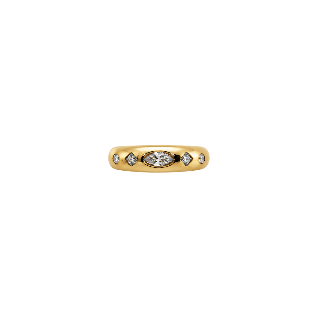 Marquise and Princess Cut Diamond Bubble Ring