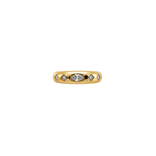 Marquise and Princess Cut Diamond Bubble Ring