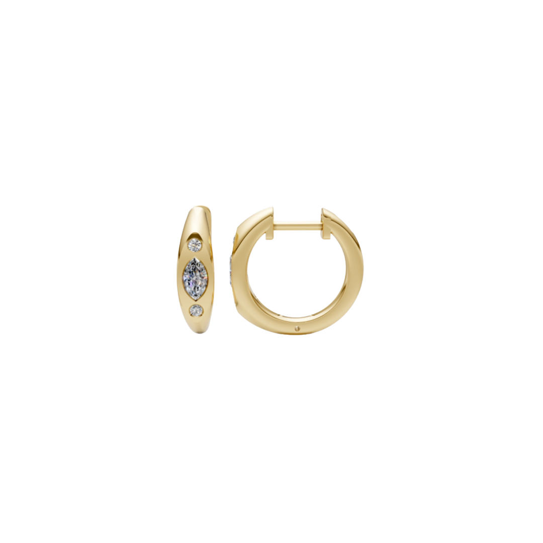 Marquise and Round Diamond Mini Hoops