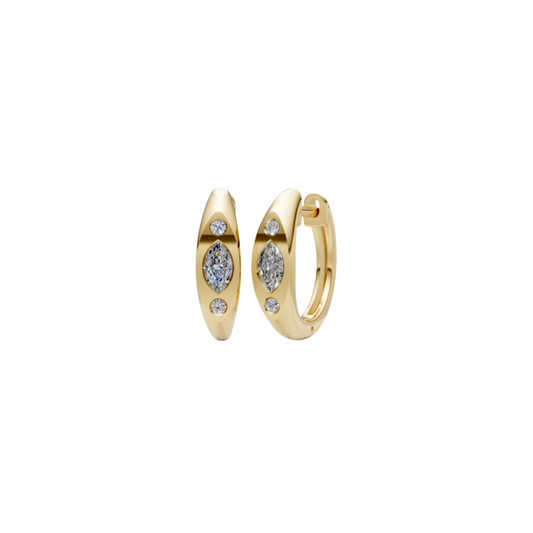 Marquise and Round Diamond Mini Hoops