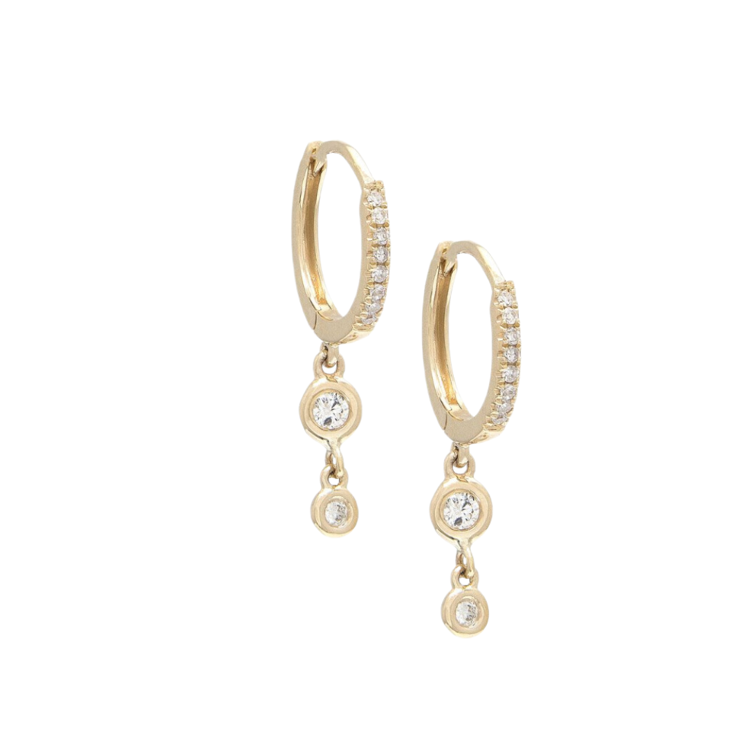 Mini Diamond Hoops with Bezel Drop – Henri Noël