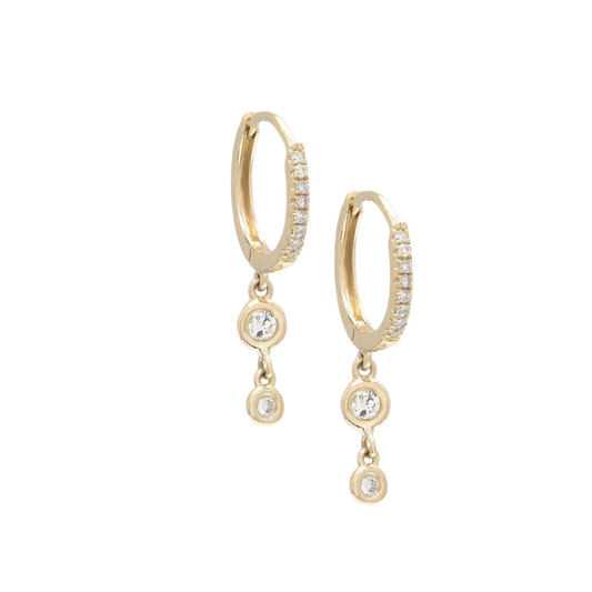 Mini Diamond Hoops with Bezel Drop – Henri Noël