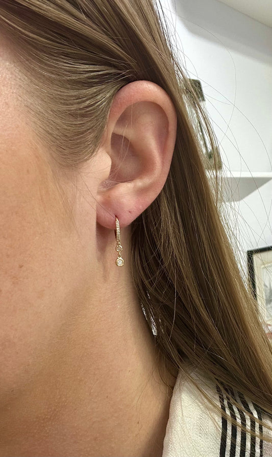 Mini Diamond Hoops with Bezel Drop – Henri Noël