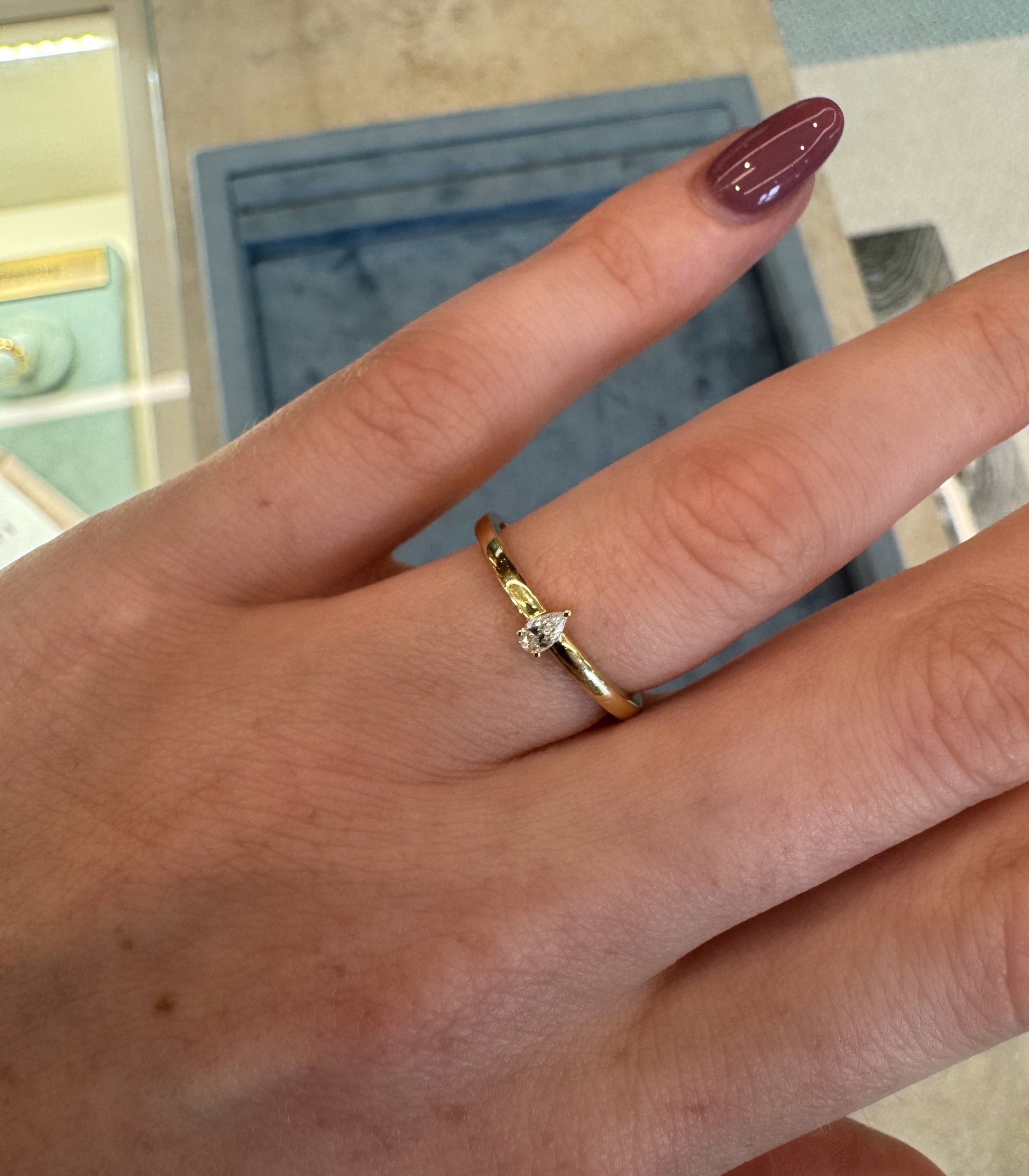 Mini Diamond Pear Ring – Henri Noël