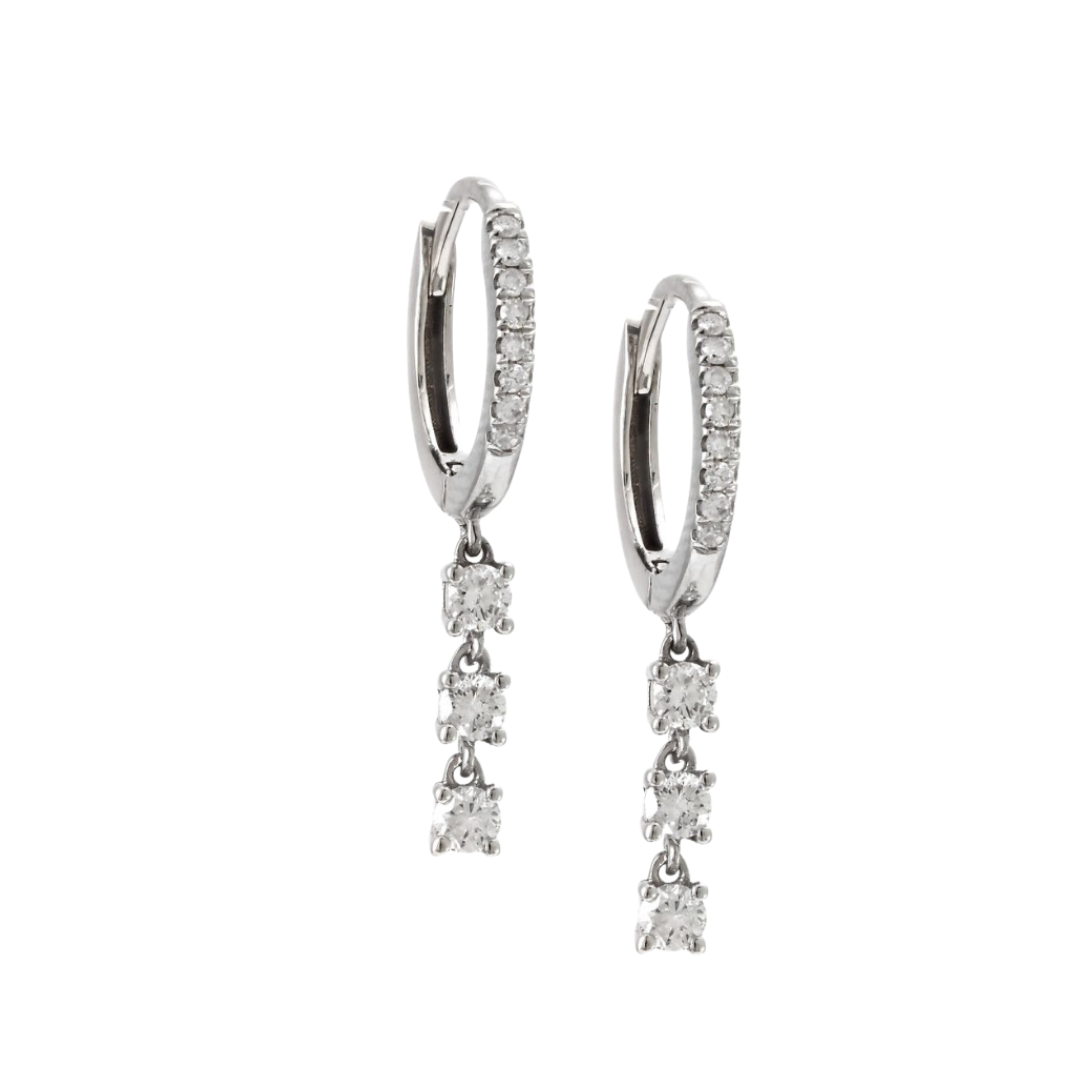 Mini Hoop Earrings with Diamond Drop – Henri Noël
