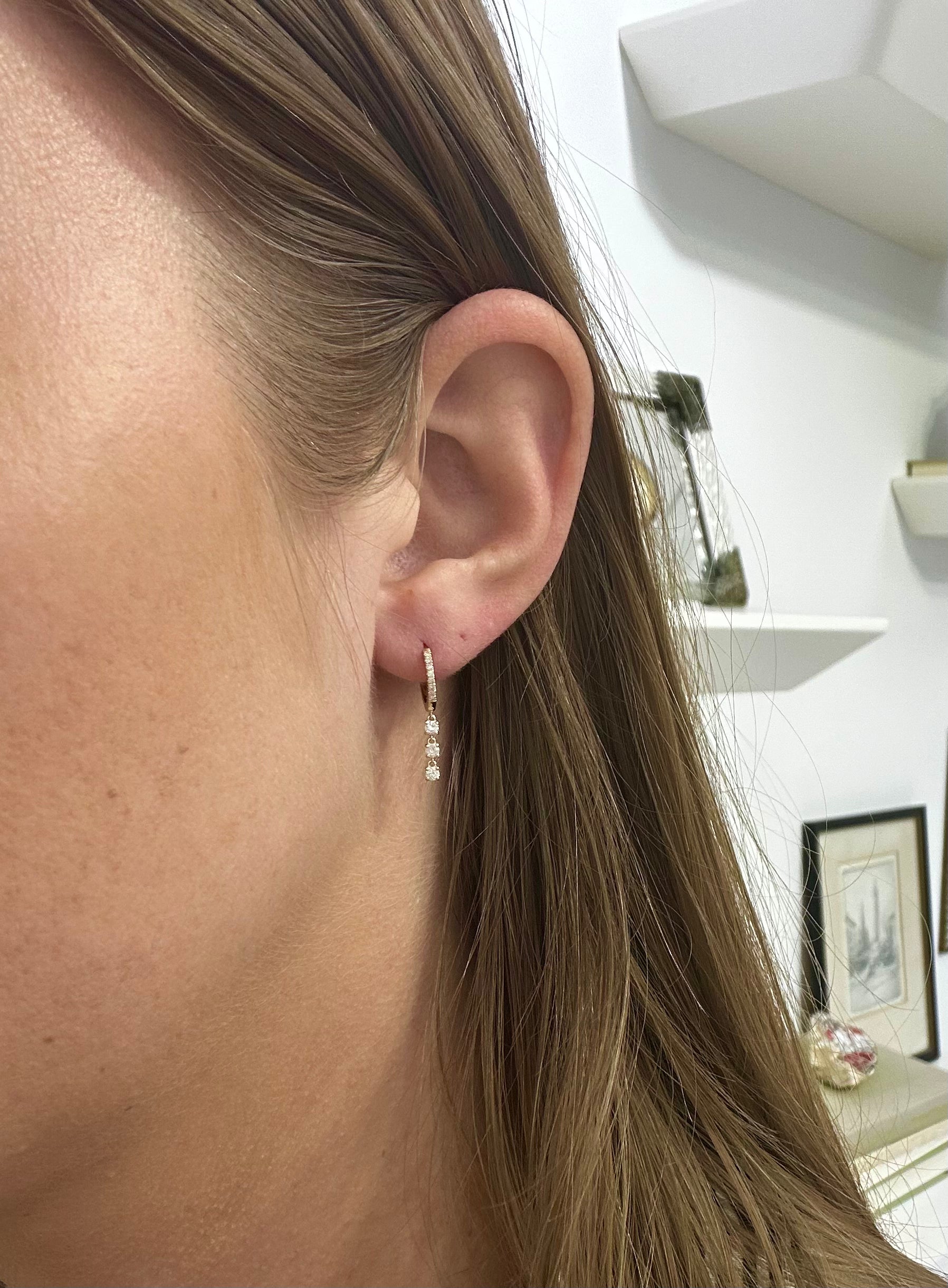 Mini Hoop Earrings with Diamond Drop – Henri Noël