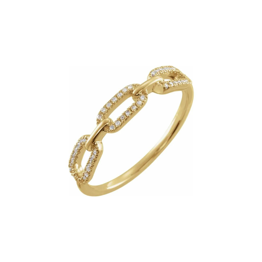 Mini Pave Diamond Link Ring – Henri Noël