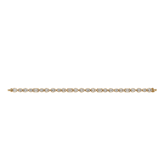 Mixed-Cut Diamond Bezel Set Tennis Bracelet