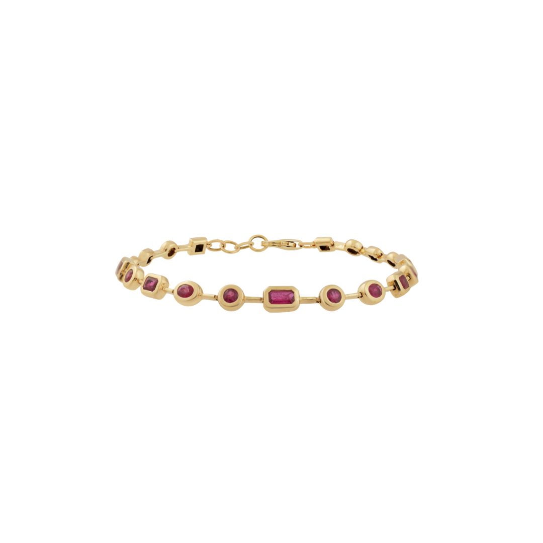 Multi Shape Bezel Ruby Bracelet