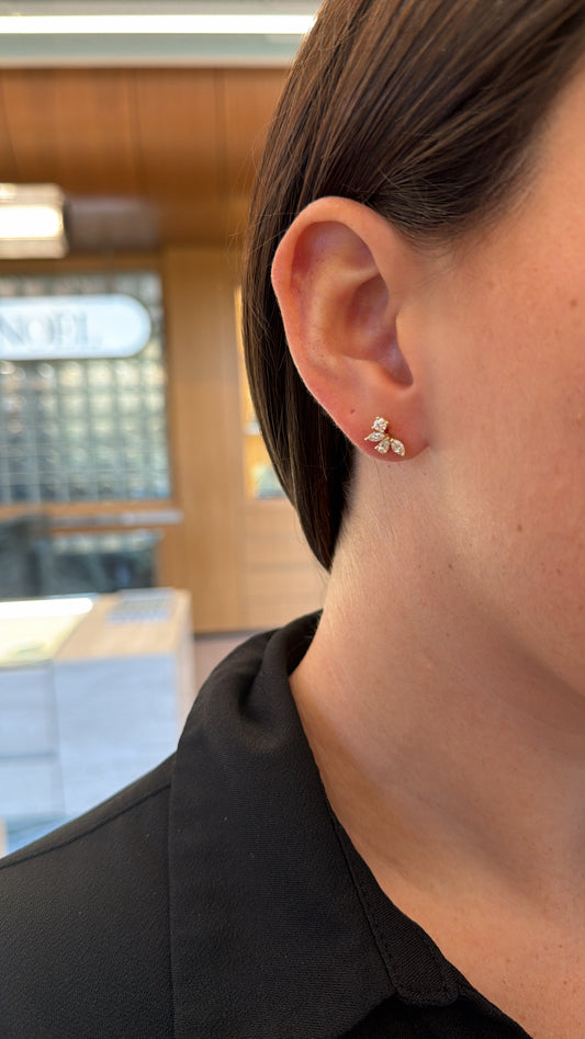 Mixed Shape Diamond Floral Stud Earrings – Henri Noël