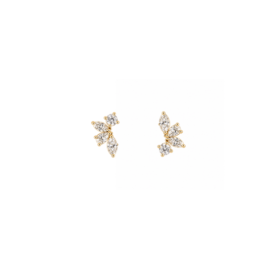 Mixed Shape Diamond Floral Stud Earrings – Henri Noël