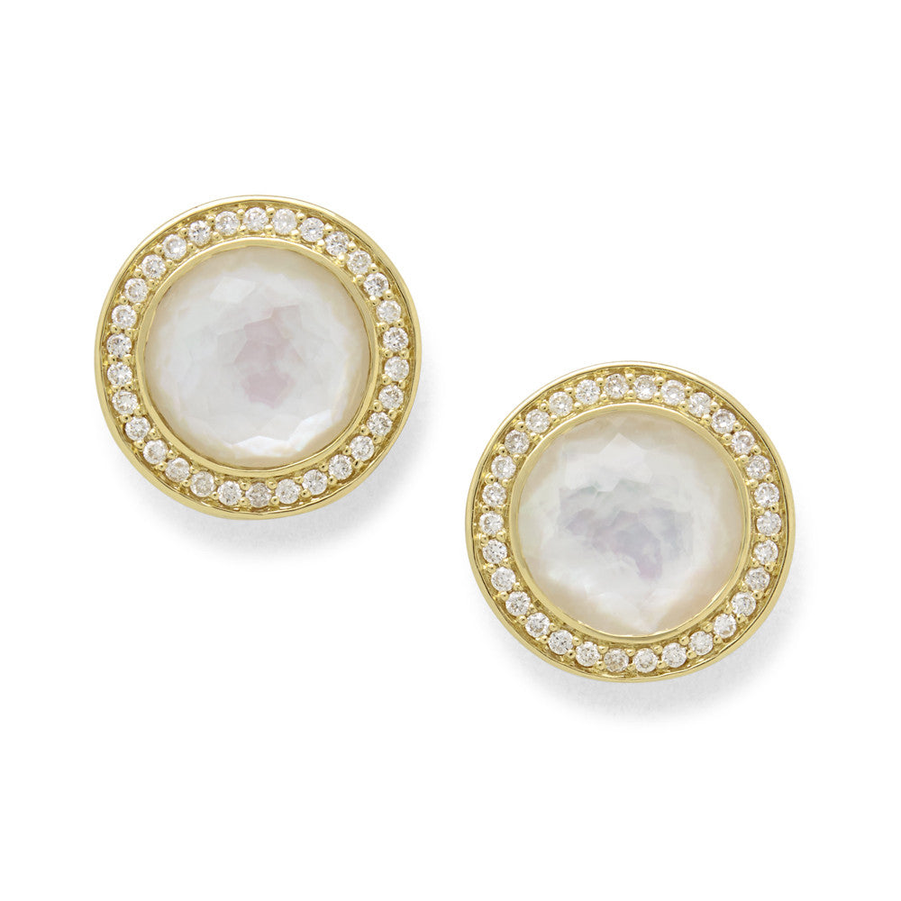 Mother of Pearl Studs with Diamond Halo – Henri Noël