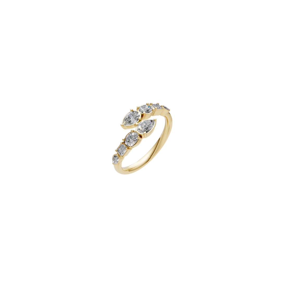 Multi Shape Diamond Bypass Ring