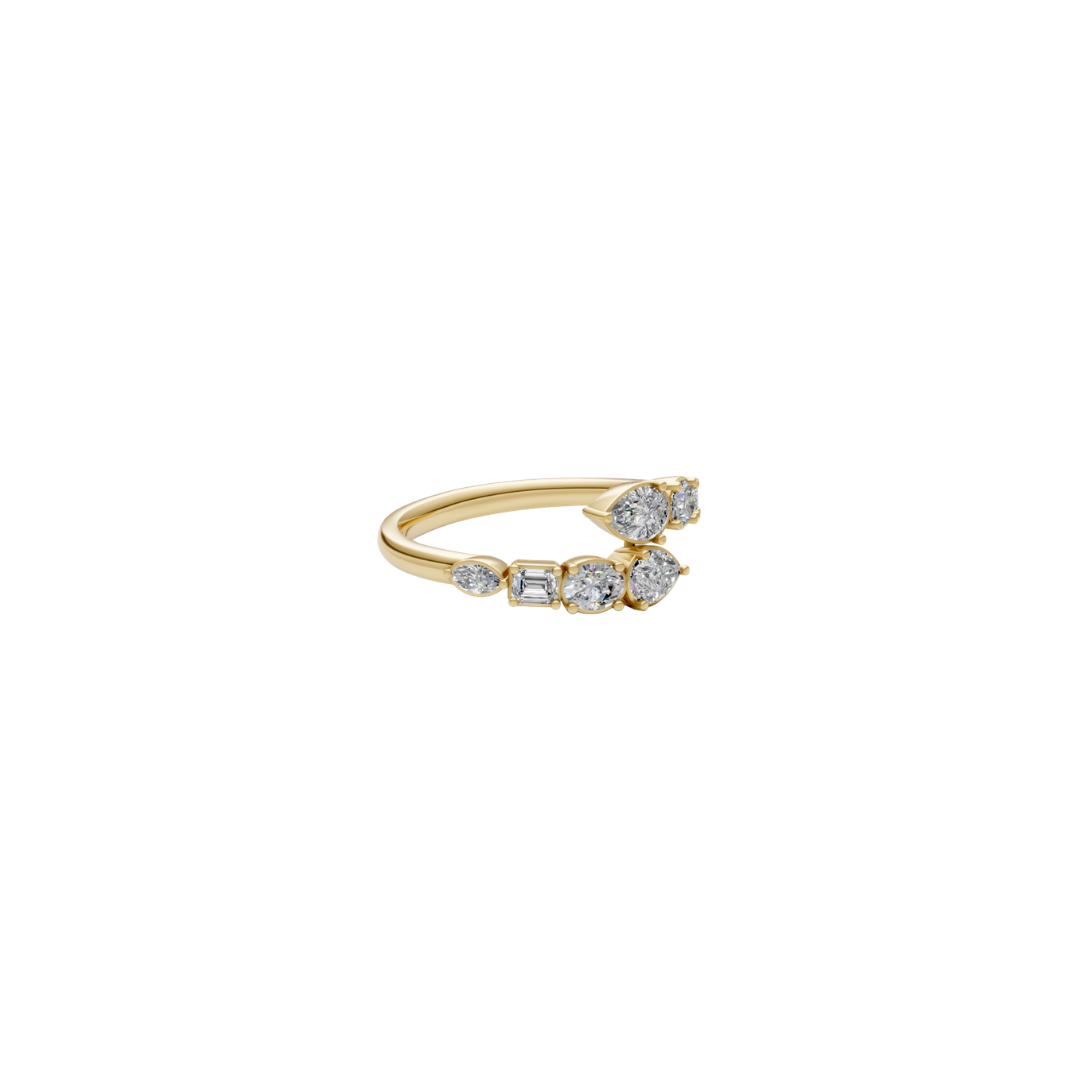 Multi Shape Diamond Bypass Ring