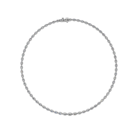 Bezel Marquise Diamond Tennis Necklace