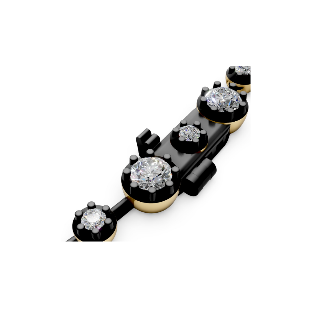 Black Rhodium Graduated Diamond Necklace