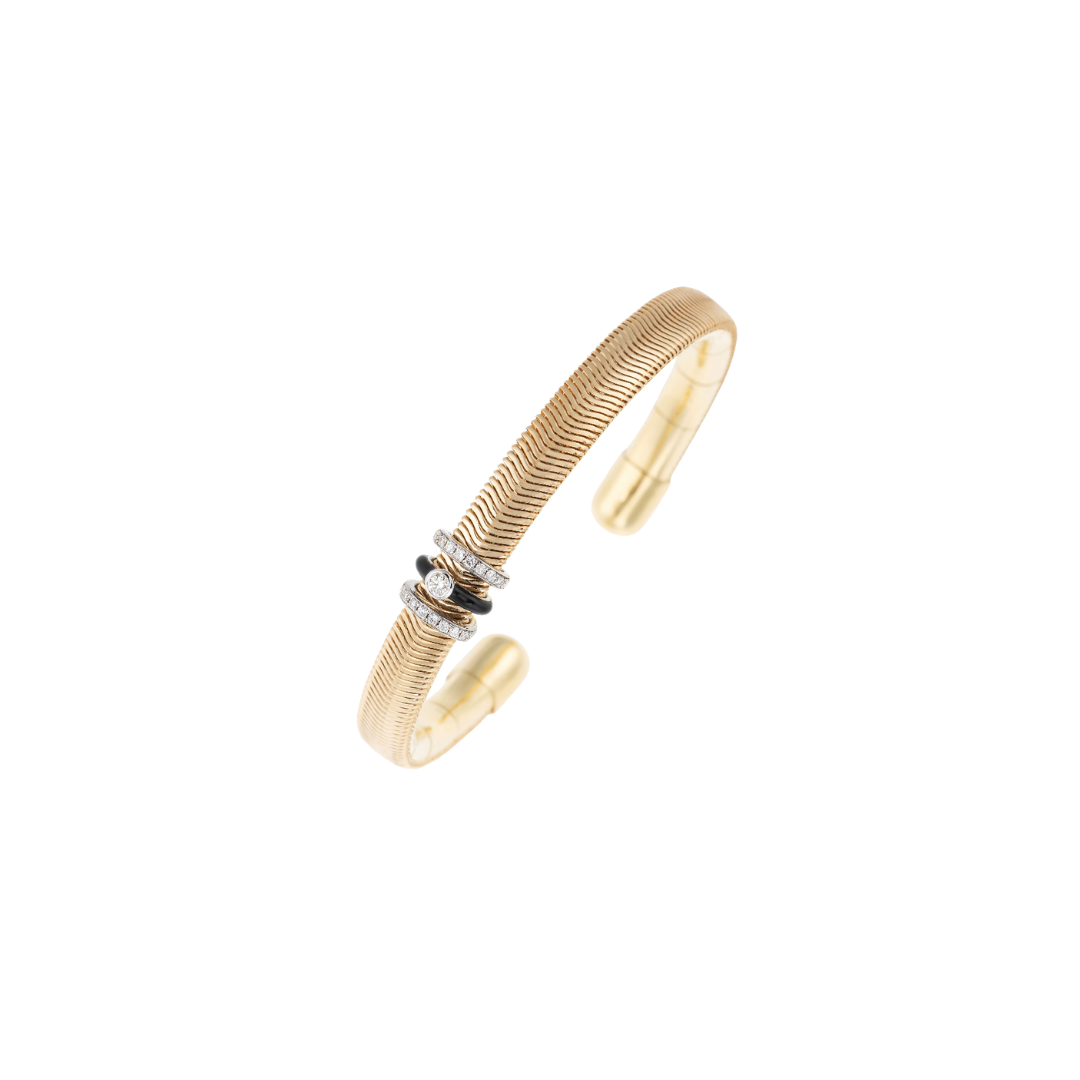Nikos Koulis- Diamond and Black Enamel Feelings Bangle – Henri Noël