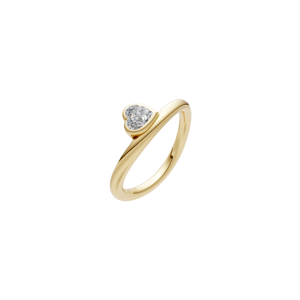 Off Centered Diamond Heart Ring
