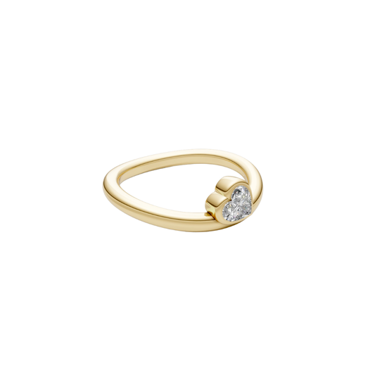 Off Centered Diamond Heart Ring