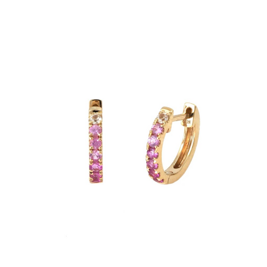 Ombre Pink Sapphire Mini Hoops – Henri Noël