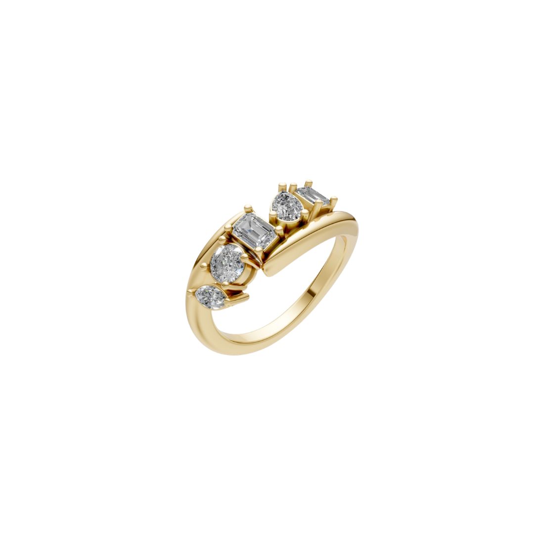 Opened Mixed Shape Diamond Ring