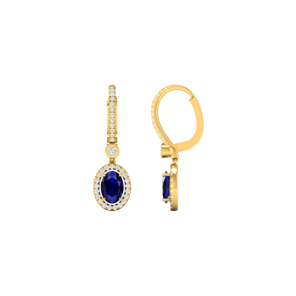 Oval Blue Sapphire and Diamond Drop Hoops – Henri Noël