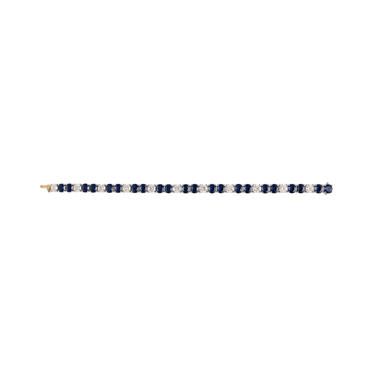 Oval Blue Sapphire and Diamond Tennis Bracelet