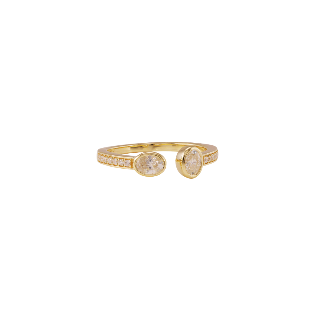 Oval Diamond Cuff Ring