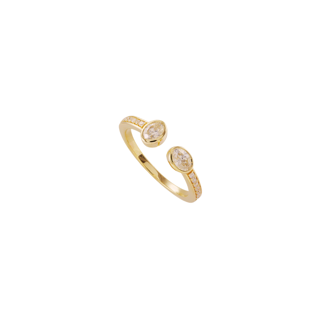 Oval Diamond Cuff Ring