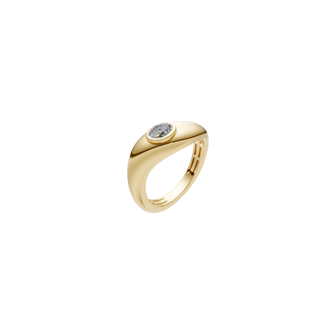 Oval Diamond Wavy Ring