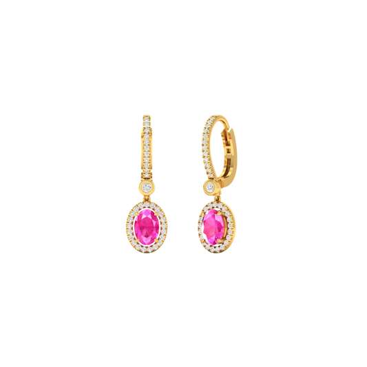 Oval Pink Sapphire and Diamond Drop Hoops – Henri Noël