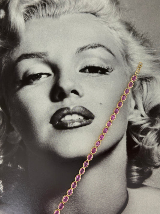 Oval Bezel Pink Sapphire Tennis Bracelet – Henri Noël