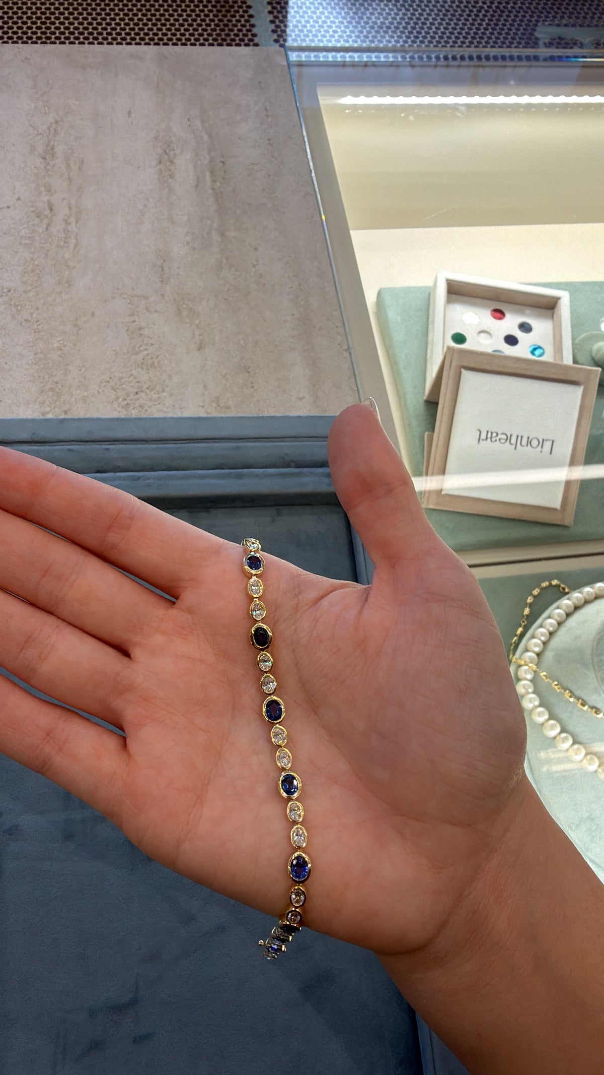 Oval Diamond and Blue Sapphire Tennis Bracelet – Henri Noël