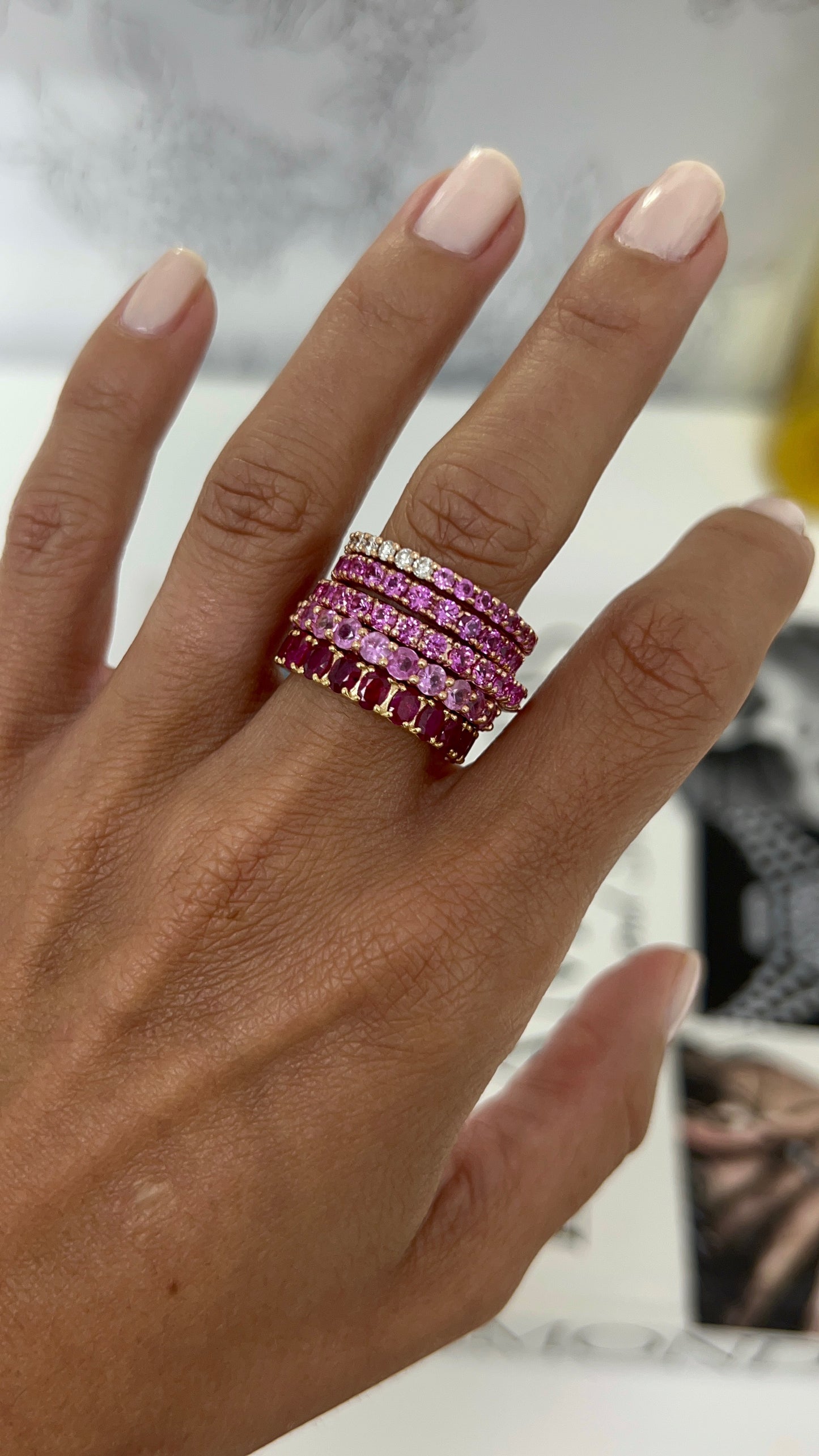 Oval Ruby Eternity Band – Henri Noël