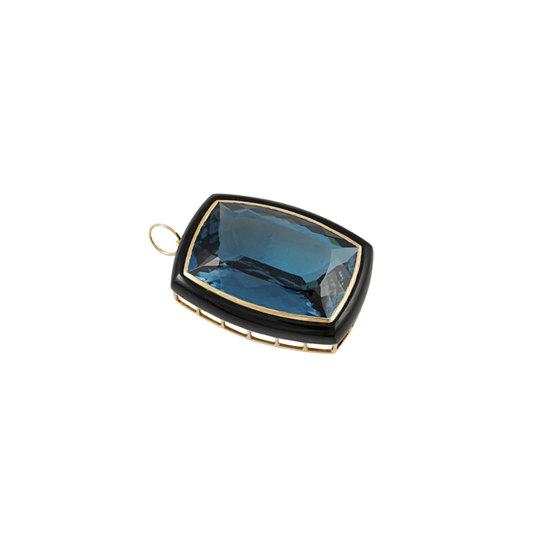 Cushion Blue Topaz & Black Onyx Pendant