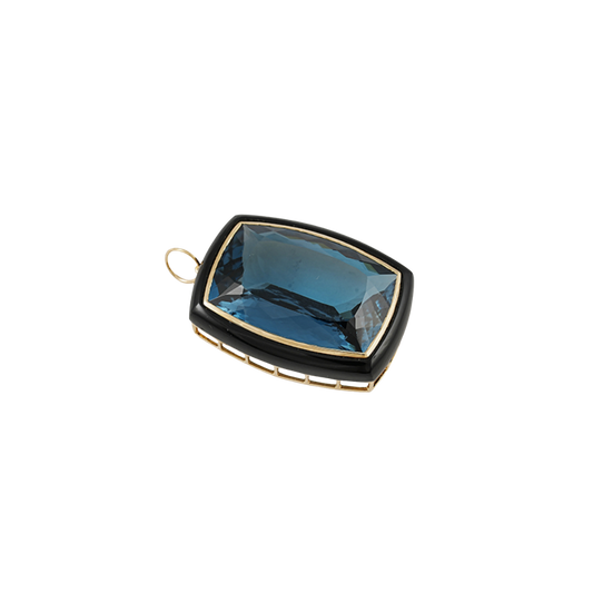 Cushion Blue Topaz & Black Onyx Pendant – Henri Noël