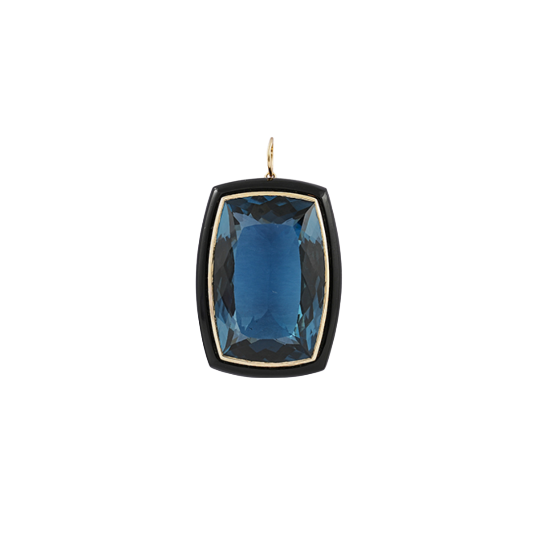 Cushion Blue Topaz & Black Onyx Pendant