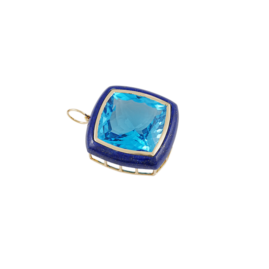 Blue Topaz & Lapis Pendant – Henri Noël