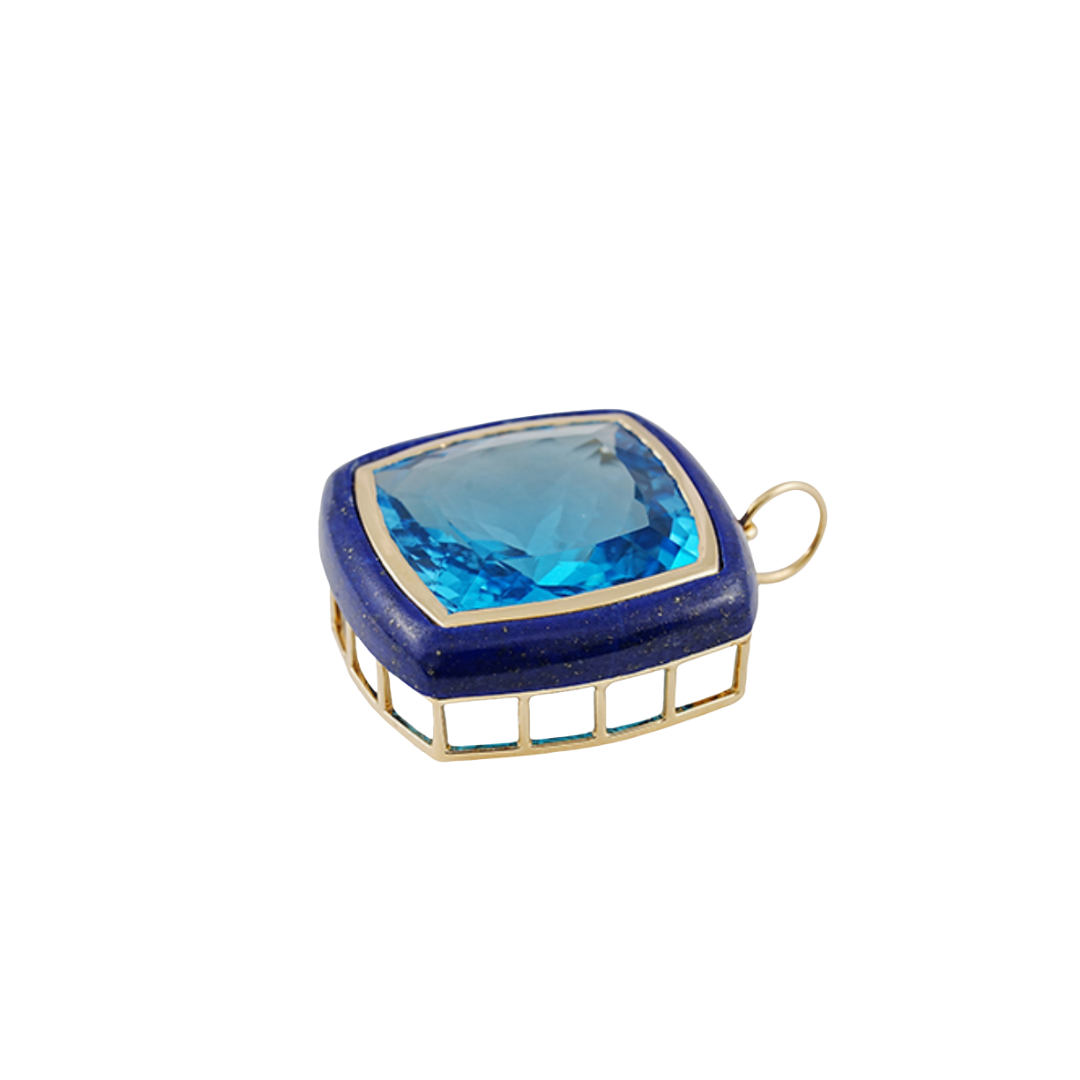 Blue Topaz & Lapis Pendant