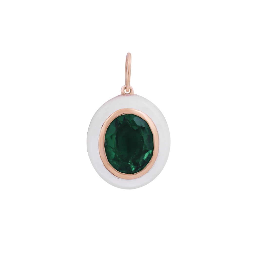 Oval Emerald & Mother of Pearl Pendant