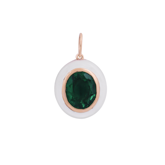 Oval Emerald & Mother of Pearl Pendant