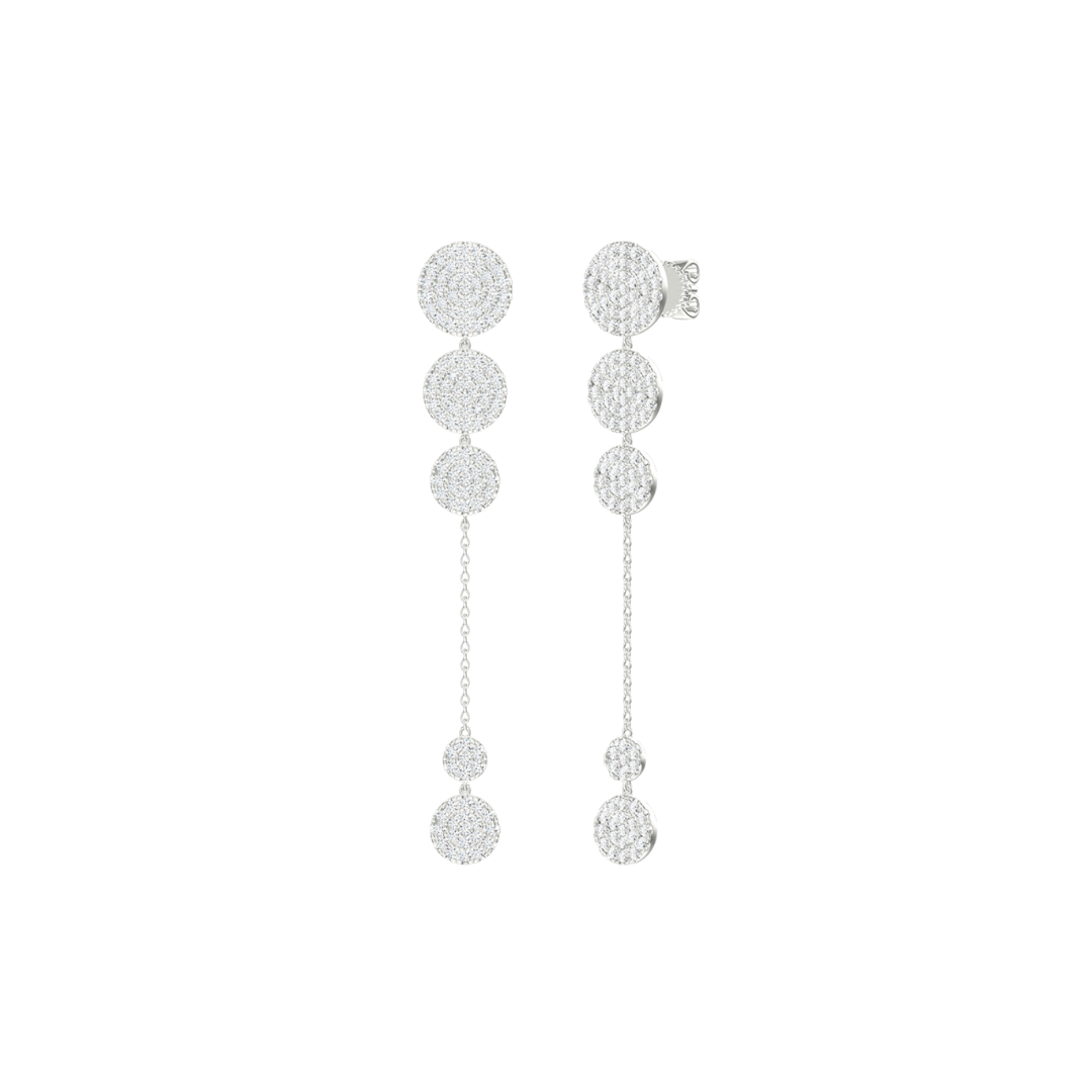 Pave Diamond Disc Drop Earrings