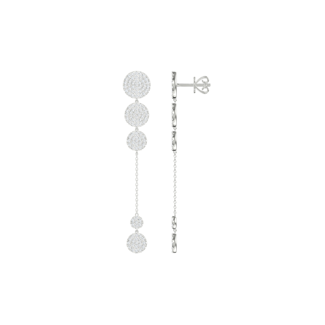 Pave Diamond Disc Drop Earrings