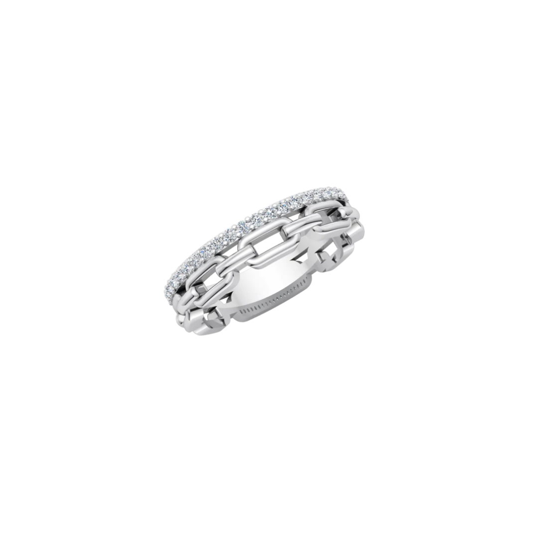 Pave Diamond Link Ring – Henri Noël