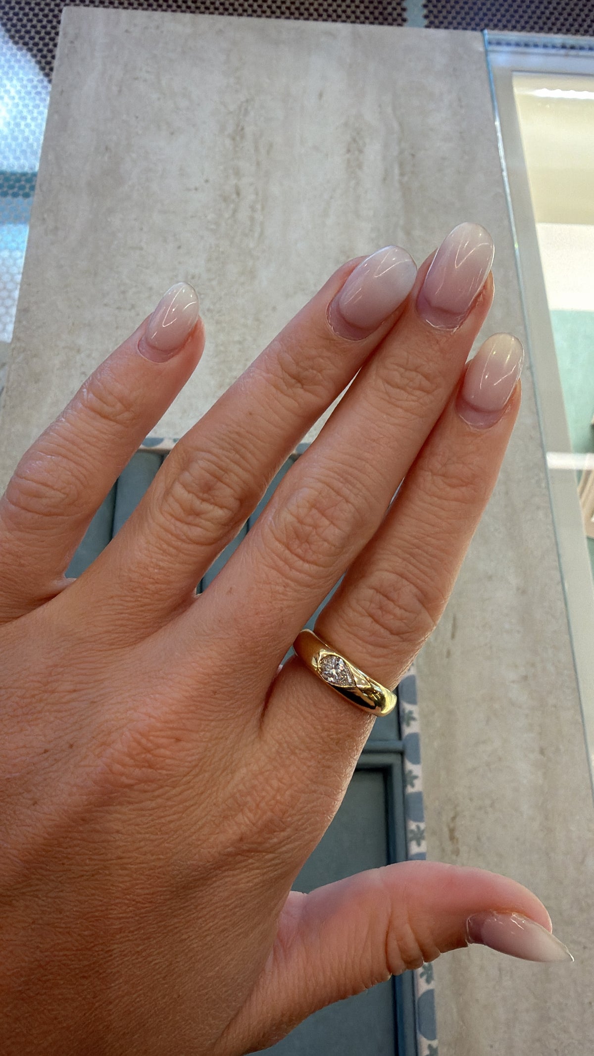 Pear-Cut Bezel Diamond Dome Ring – Henri Noël