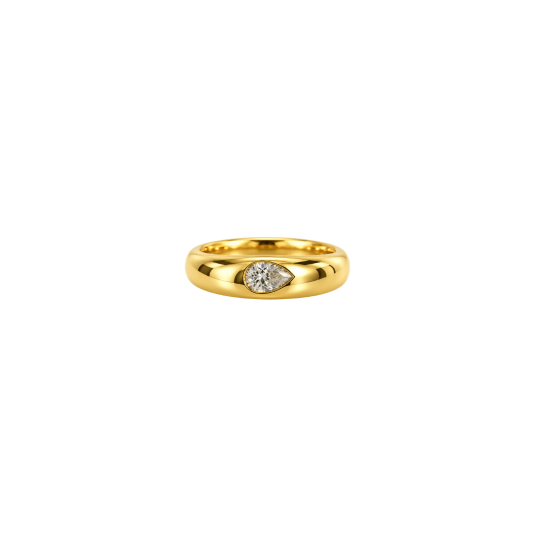 Pear-Cut Bezel Diamond Dome Ring – Henri Noël