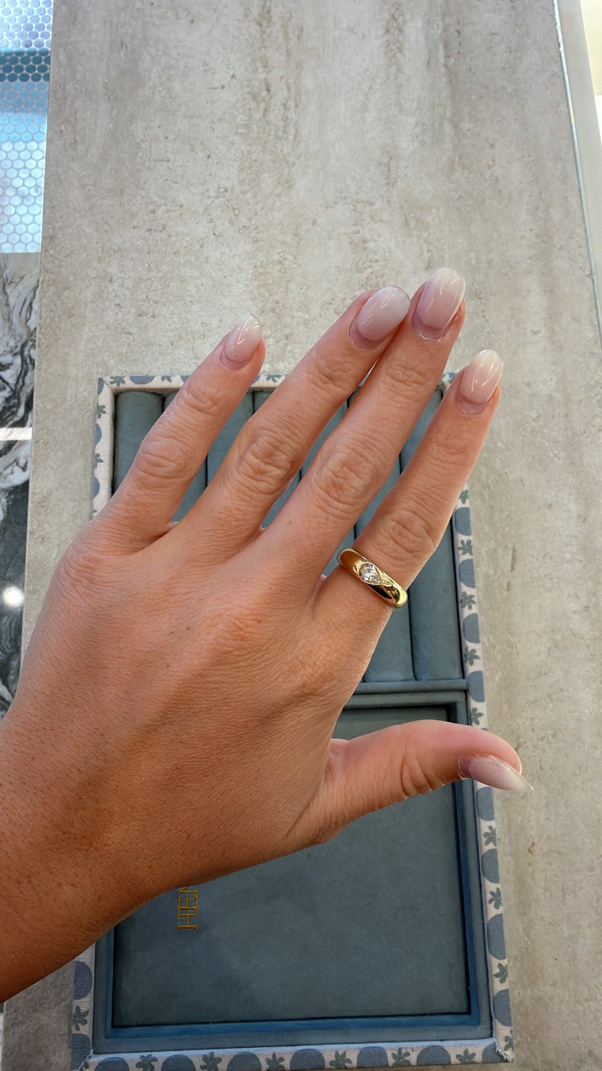 Pear-Cut Bezel Diamond Dome Ring – Henri Noël